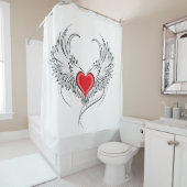 Rideaux De Douche Red Angel Coeur avec ailes (En situation)