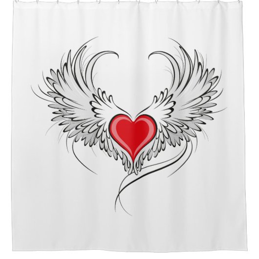Rideaux De Douche Red Angel Coeur avec ailes (Devant)
