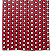 Rideaux De Douche Red, Black and White Polka Dots  (Devant)