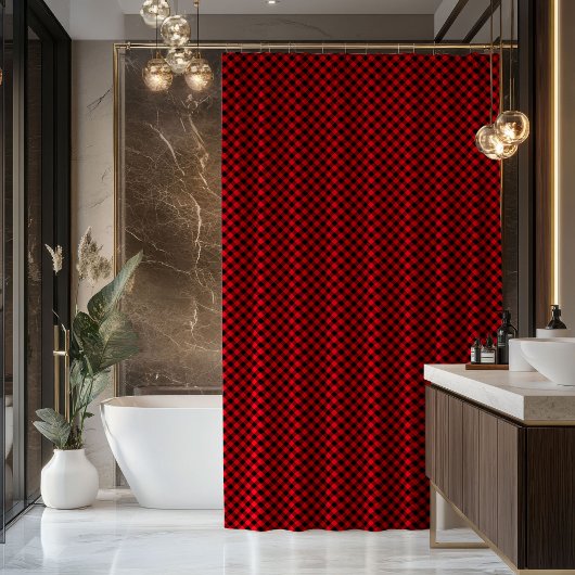 Rideaux De Douche Red Black Plaid Curtain Gift for New Homeowners