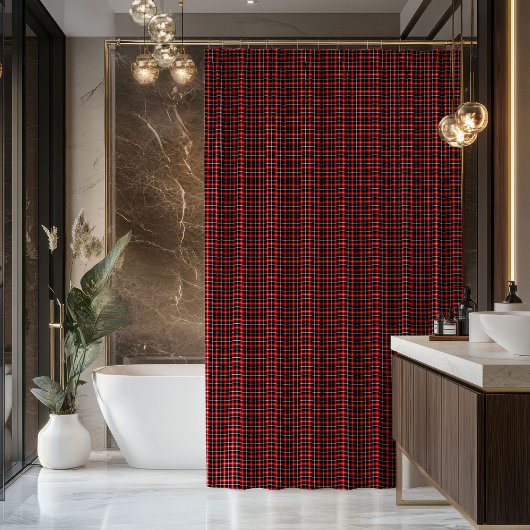 Rideaux De Douche Red Black Tartan Curtain Gift for First Bathroom
