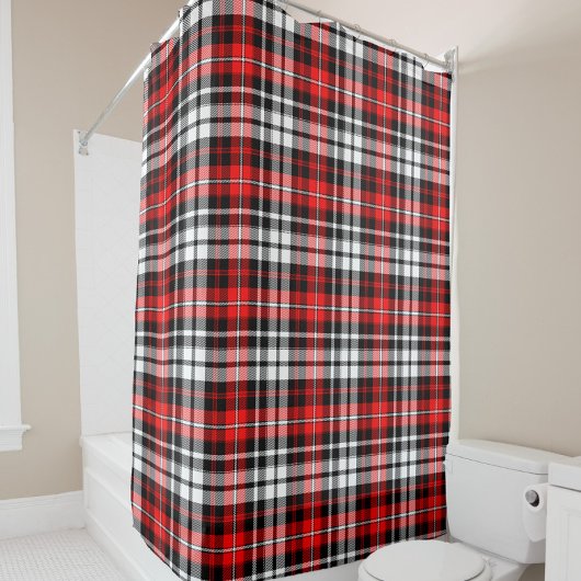 Rideaux De Douche Red Black White Plaid Tartan Pattern Design 