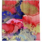 Rideaux De Douche Red Blue Gold Abstrait (Devant)