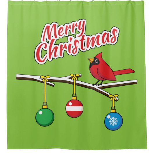Rideaux De Douche Red Cardinal on Christmas (Devant)