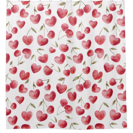 Rideaux De Douche Red Cherry Hearts (Devant)