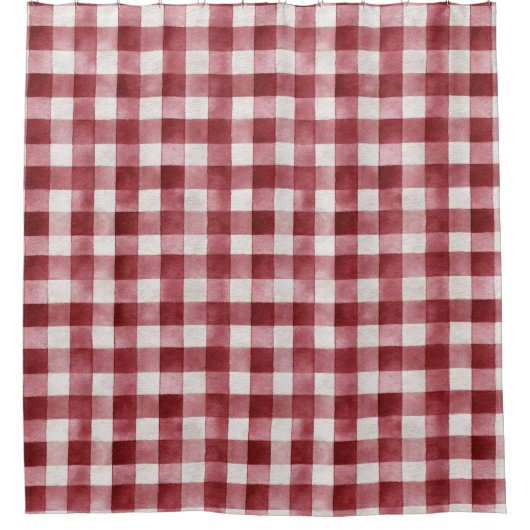 Rideaux De Douche Red Cream Plaid Stripes (Devant)