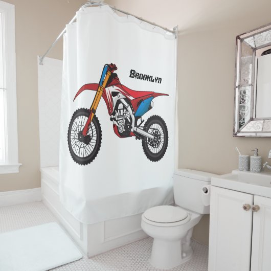 Rideaux De Douche Red dirt bike motorcycle (En situation)
