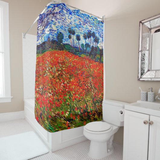 Rideaux De Douche Red Flower Field, Van Gogh (En situation)