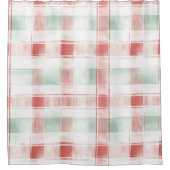 Rideaux De Douche Red Mint Peppermint Mocha Plaid Stripes Christmas (Devant)