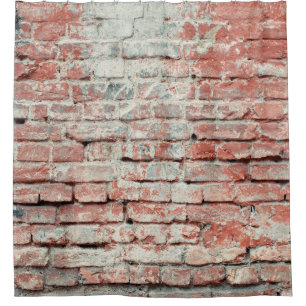 Rideaux De Douche Red old worn brick wall texture background. Vintag
