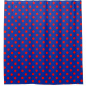 Rideaux De Douche Red On Blue Polka Dots Pattern Design (Devant)