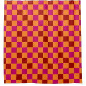 Rideaux De Douche Red Orange Pink Checkered Pattern Design (Devant)
