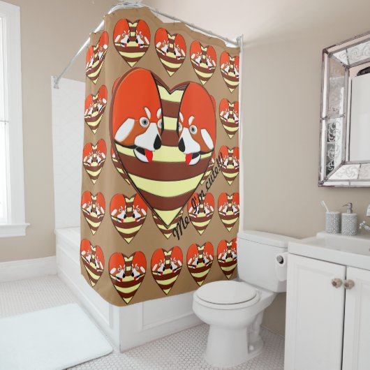 Rideaux De Douche Red Panda Coeur d'amour (En situation)