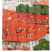 Rideaux De Douche Red Roofs Prague Tchèque Cityscape Papier Collage (Devant)
