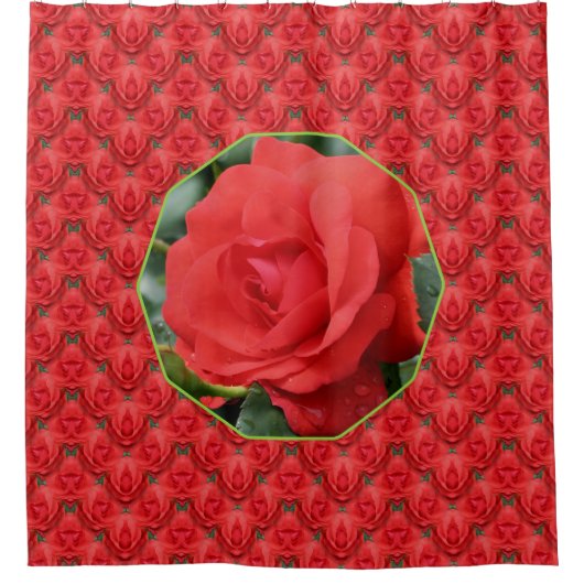 Rideaux De Douche Red Roses Foral Art Pattern (Devant)