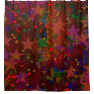 Rideaux De Douche Red Stars 120421 - Abstrait Bokeh
