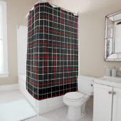 Rideaux De Douche Red White Graphical Lines Black Plaid Design  (En situation)