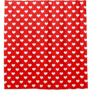 Rideaux De Douche Red White Love Heart Motif Design