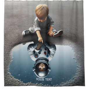 Rideaux De Douche Réflexion de l'astronaute Imaginaire Cute Boy
