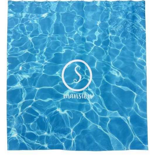 Rideaux De Douche Réflexion d'eau avec logo et texte personnalisable (Devant)