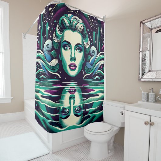 Rideaux De Douche "Réflexions de sirène étoilée" (En situation)
