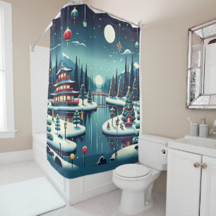 Rideaux De Douche Réflexions de Yuletide sur le Sac fourre-tout Est