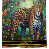 Rideaux De Douche Regard léopard : Majesté tropicale en mouvement (Devant)