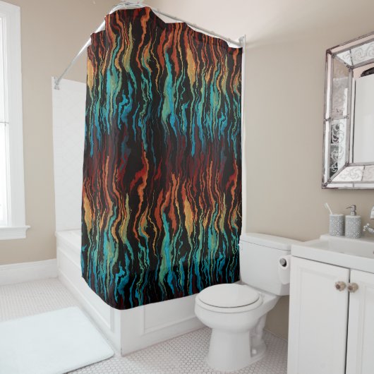Rideaux De Douche Regardant dans l'abstrait du feu (En situation)