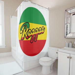 Rideaux De Douche Reggae Musique avec couleurs du drapeau reggae