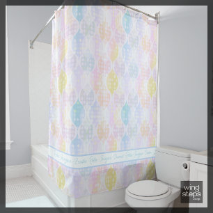 Rideaux De Douche Relax Imaginez Rêve pois Ogee Rose Bleu Jaune