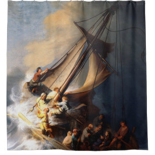 Rideaux De Douche Rembrandt Van Rijn Christ dans la mer de tempête