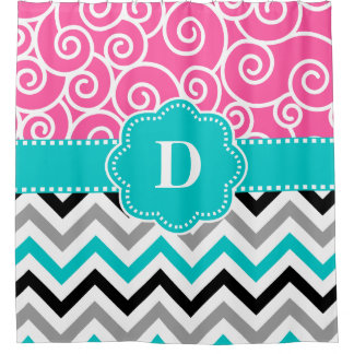 Rideaux De Douche Remous turquoise rose Chevron personnalisé