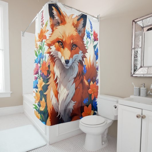 Rideaux De Douche Renard à fleurs (En situation)