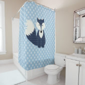 Rideaux De Douche Renard bleu sur les points bleus (En situation)