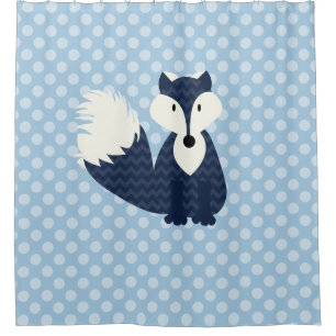 Rideaux De Douche Renard bleu sur les points bleus