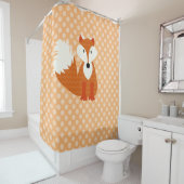Rideaux De Douche Renard orange sur Polka blanche et orange pointill (En situation)