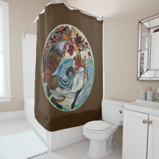 Rideaux De Douche Renard spiral d'automne (En situation)