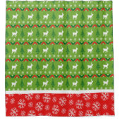 Rideaux De Douche Rennes rouges et vertes, Arbres, Snowflakes (Devant)