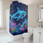 Rideaux De Douche Requin néon coloré (En situation)