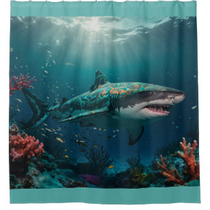 Rideaux De Douche Requin tropical à faible profondeur