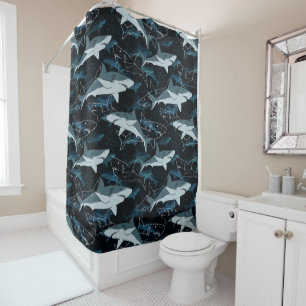 Rideaux De Douche Requins, marine, mer, poisson, prédateur, animal,