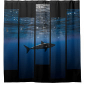 Rideaux De Douche Réservoir de requin : Bleu et noir (Devant)