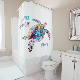 Rideaux De Douche Respectez la citation de la tortue marine locale T