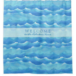 Rideaux De Douche Ressacs de plage de bord de la mer peints par