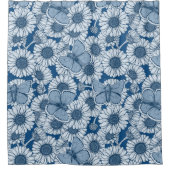 Rideaux De Douche Ressort bleu, fleurs sauvages, marguerites (Devant)