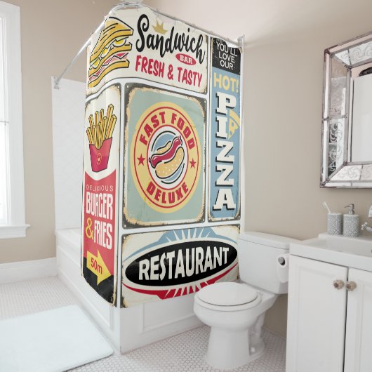 Rideaux De Douche Restaurants et dîners restauration rapide panneaux (En situation)