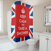 Rideaux De Douche Restez au calme et prenez une douche et un drapeau (En situation)