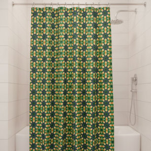 Rideaux De Douche Résumé Abstrait Vert Et Jaune
