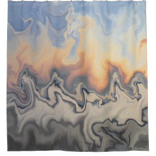 Rideaux De Douche Résumé Conception 84 feu Orange Blue Grey