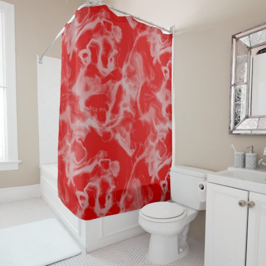 Rideaux De Douche résumé en marbre rouge (En situation)
